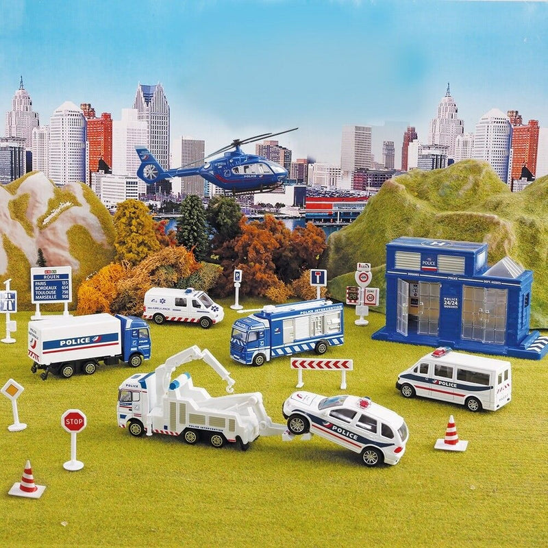 STARLUX City - Set masini de interventie - Politie - set masinute die cast - set de joaca politie