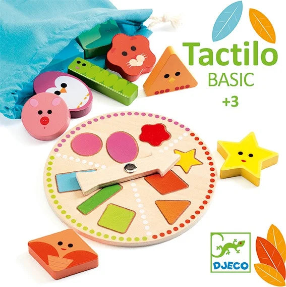 Joc educativ lemn Animale de lemn Djeco TactiloBasic - jucarie motricitate fina