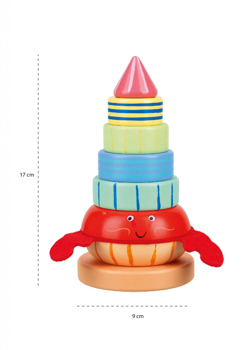 Jucarie Din Lemn De Stivuit Cu Crab, Orange Tree Toys