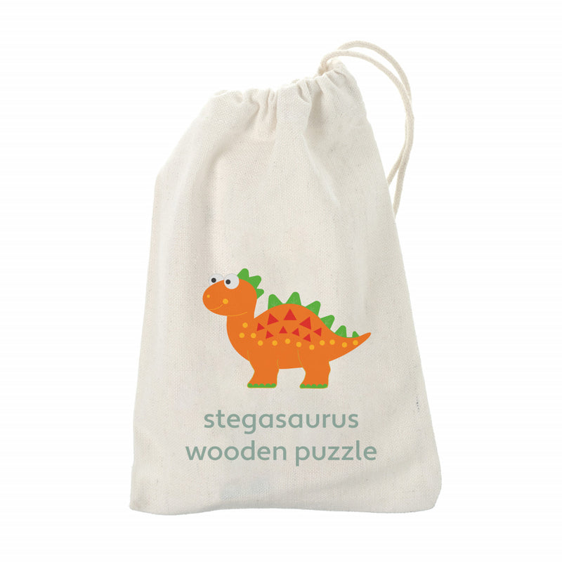 Puzzle Dinozaur Din Lemn - Stegosaurus, Orange Tree Toys