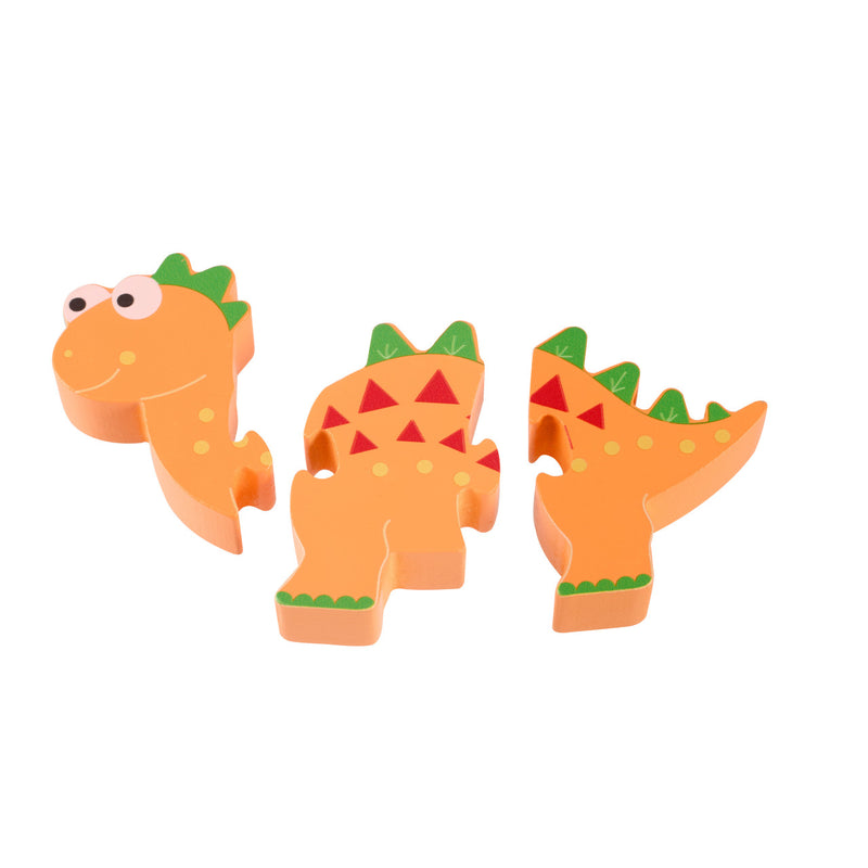 Puzzle Dinozaur Din Lemn - Stegosaurus, Orange Tree Toys