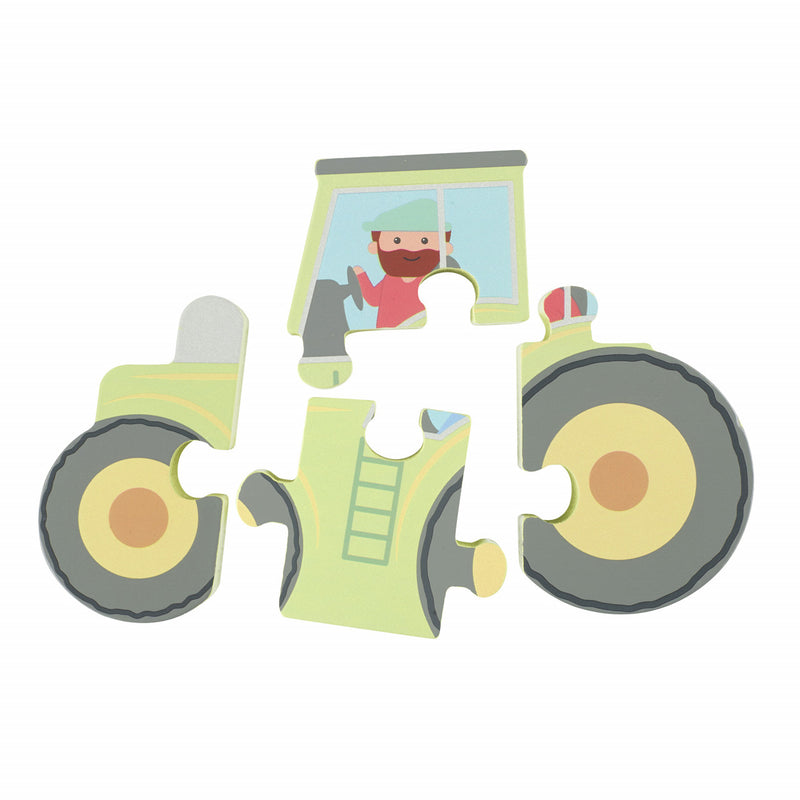 Puzzle Tractor Din Lemn, Orange Tree Toys