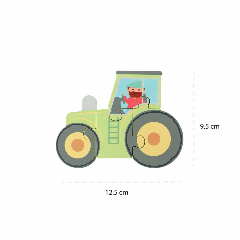 Puzzle Tractor Din Lemn, Orange Tree Toys