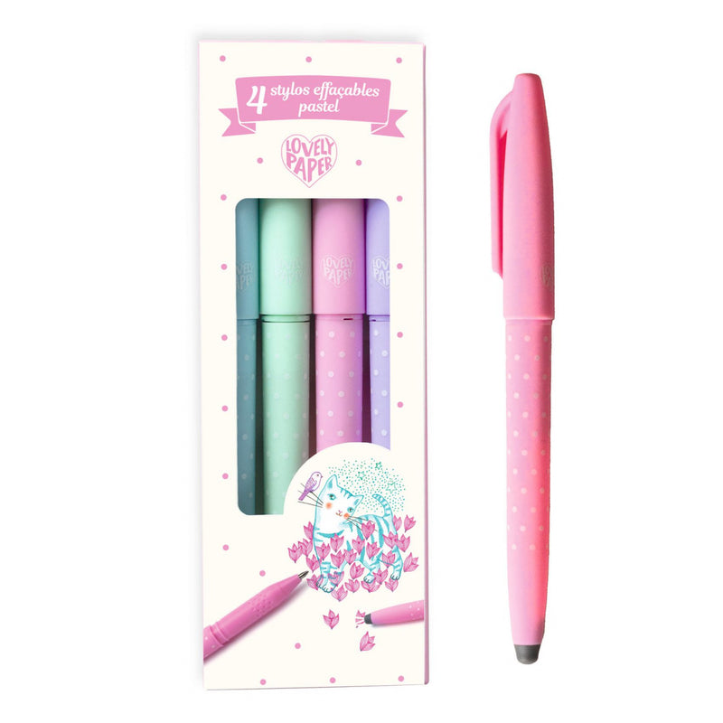 Set 4 Pixuri Cu Radiera Culori Pastel, Djeco