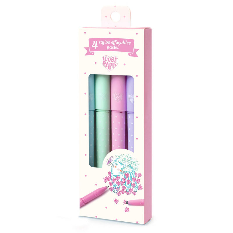 Set 4 Pixuri Cu Radiera Culori Pastel, Djeco