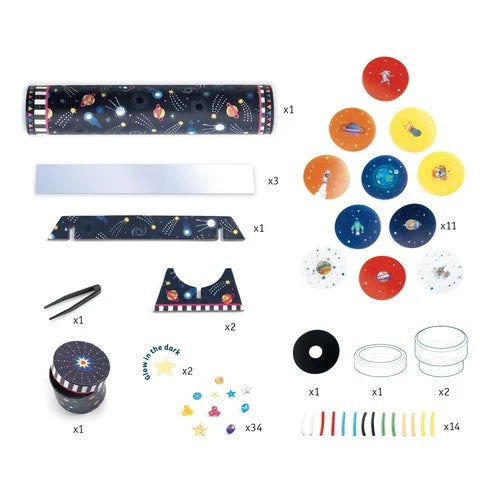 Set DIY Djeco, Caleidoscop Spatiu - kit DIY copii- activitati creative petreceri copii - set bricolaj copii