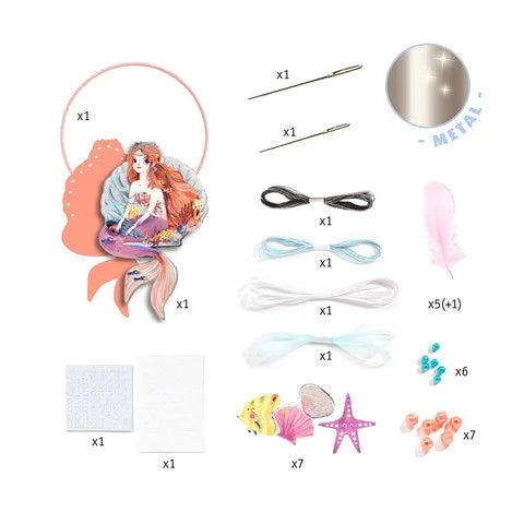 Set DIY Djeco, Dreamcatcher Sirena- kit DIY copii- activitati creative petreceri copii - set bricolaj copii