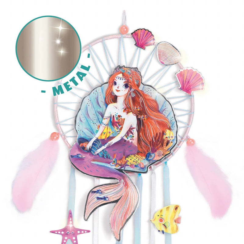 Set DIY Djeco, Dreamcatcher Sirena- kit DIY copii- activitati creative petreceri copii - set bricolaj copii