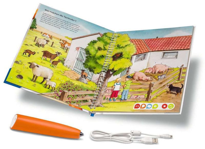 Pachet Carte interactiva si Creion TipToi Ravensburger Descopera Ferma (carte in limba germana)