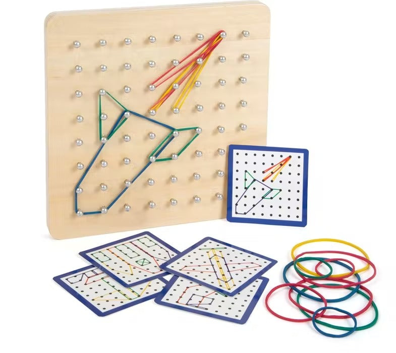 Geoboard lemn - jucarie motrica cu elastice - Small Foot by Legler