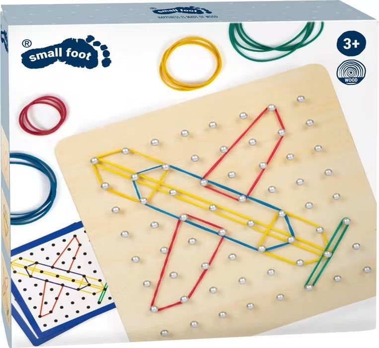 Geoboard lemn - jucarie motrica cu elastice - Small Foot by Legler