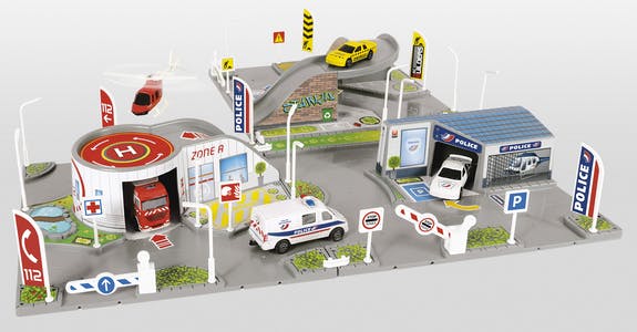 STARLUX City - Circuit Masinute si oras modular cu sectie de pompieri si politie -traseu masinute - parcare masinute