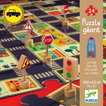 Puzzle gigant - traseu masinute de jucarie - Djeco Orasul