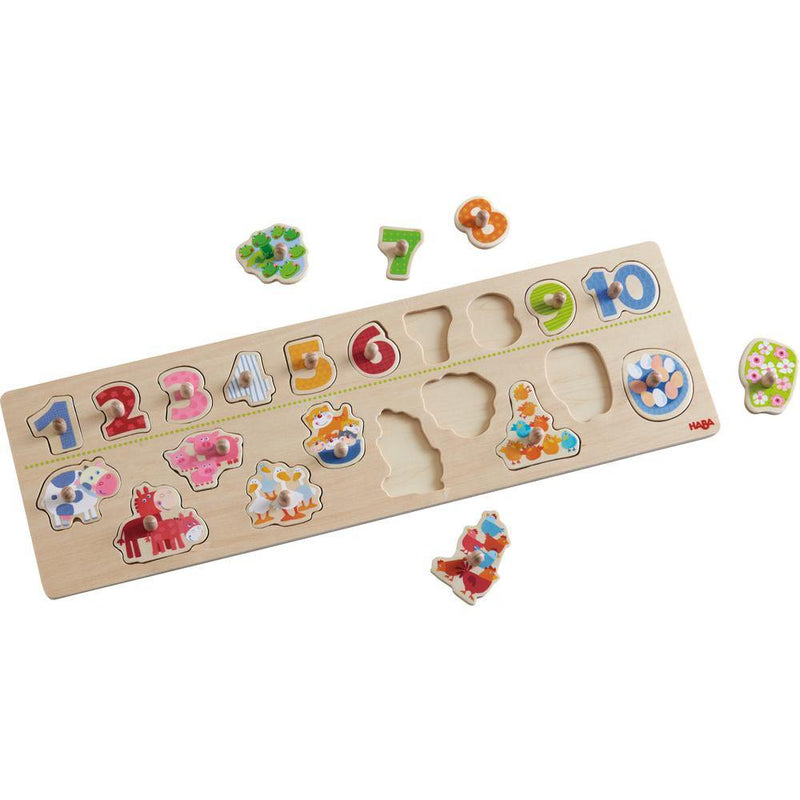 Puzzle cu buton - Numere si Animale - www.copilarestiromania.com