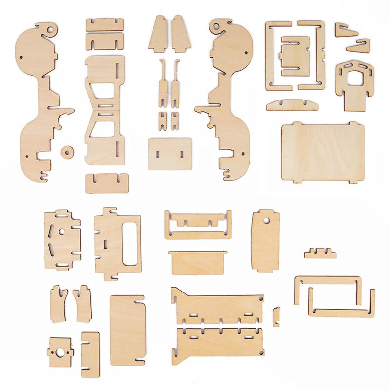 Jucarie STEM - Set DIY copii - Utilaje din lemn - Camion cu baterie solara