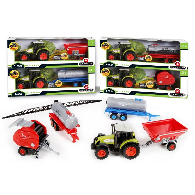 Tractor de jucarie si remorca STARLUX - macheta tractor CLAAS - model cu remorca pentru cereale