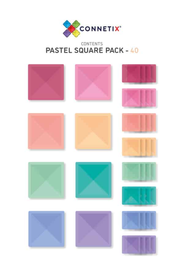 Set Magnetic Connetix - Set constructie magnetic, 40 piese patrate Connetix Pastel Creative