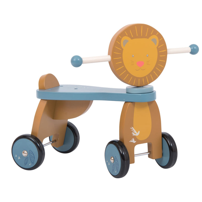 Bicicleta lemn copii fara pedale 4 roti - ride on -Moulin Roty Leul