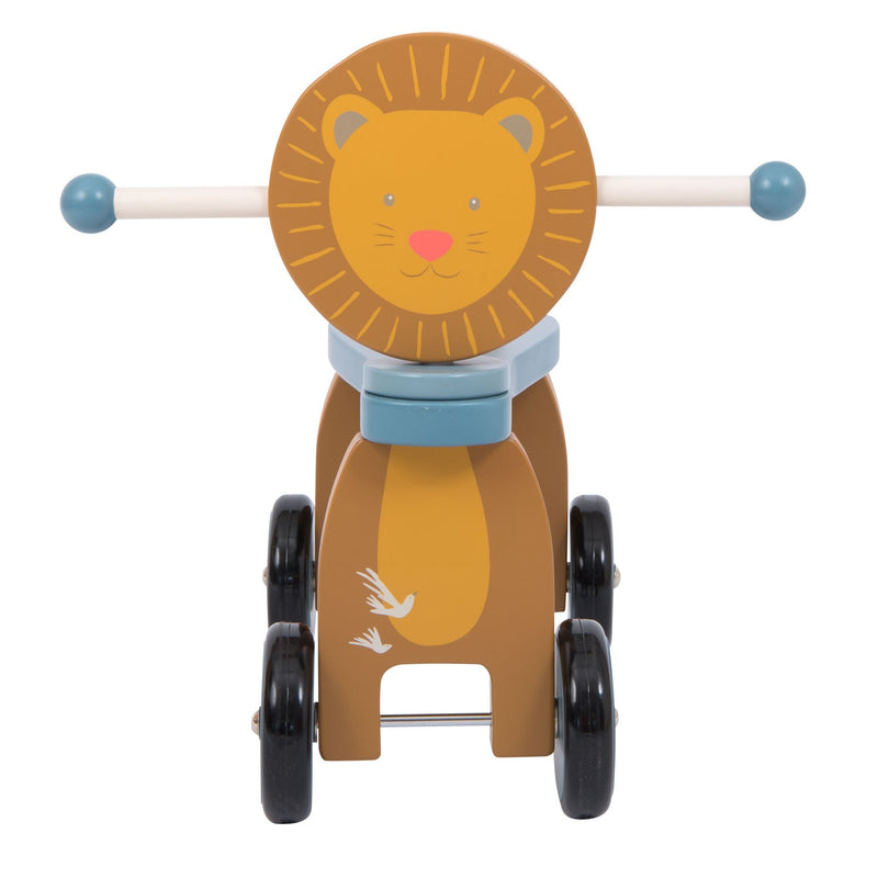 Bicicleta lemn copii fara pedale 4 roti - ride on -Moulin Roty Leul