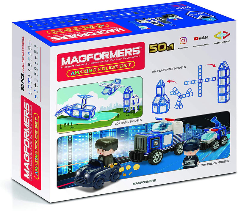 Set magnetic de construit - Magformers Set Politie - Amazing police