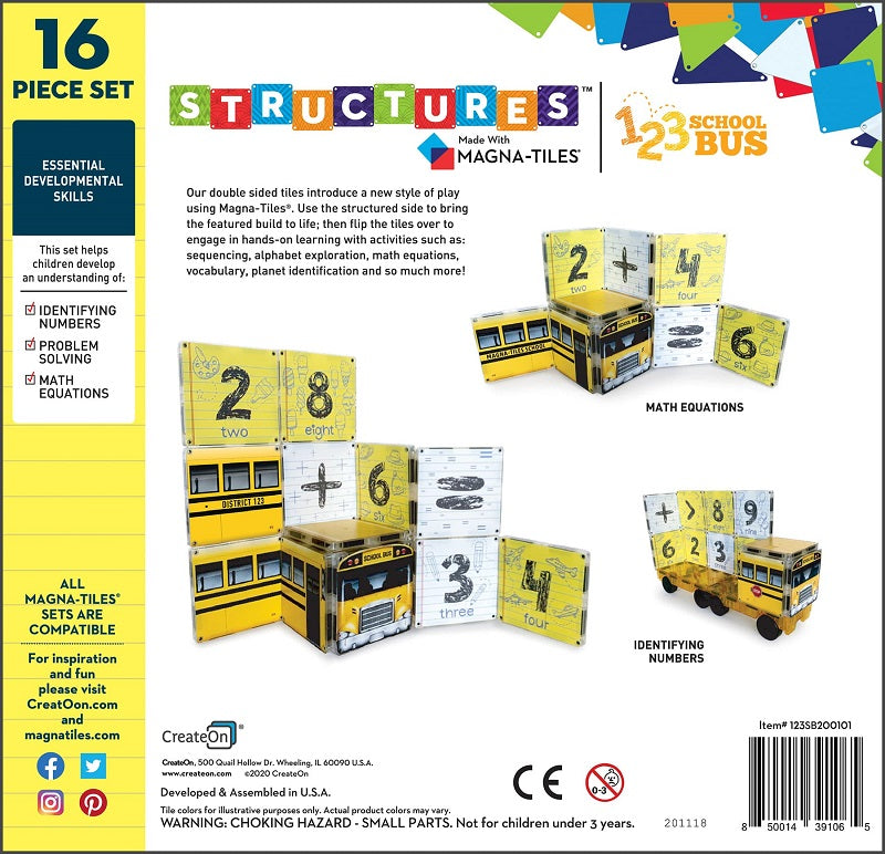 Set constructie Createon Magna-Tiles - Autobuzul 123 School Bus