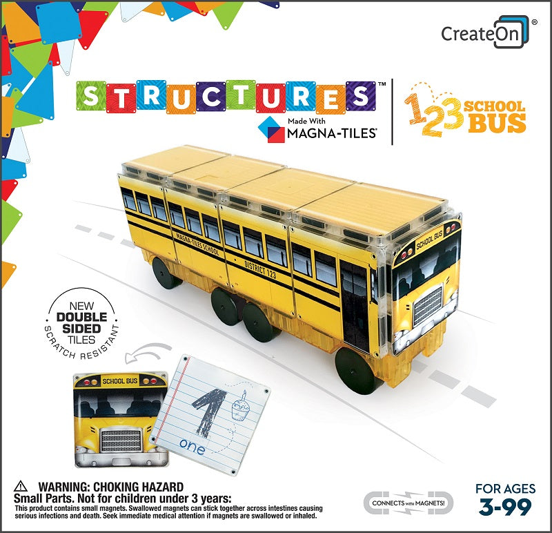 Set constructie Createon Magna-Tiles - Autobuzul 123 School Bus