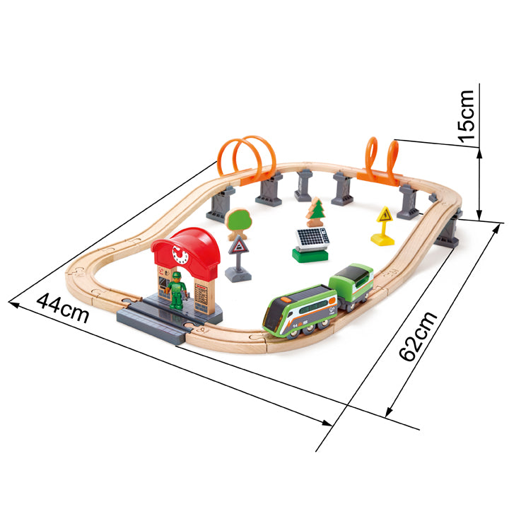 Set sine de lemn si tren cu energie solara - Circuit tren HAPE