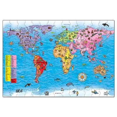 Puzzle Si Poster Harta Lumii (Limba Engleza 150 Piese) World Map Puzzle & Poster