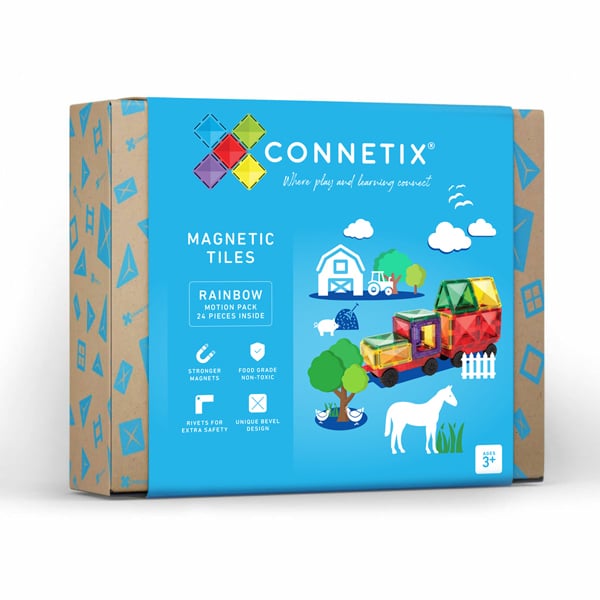 Set Magnetic Connetix - Set constructie magnetic masini Motion PACK Connetix - 24 de piese magnetice