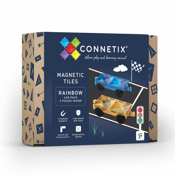 Set Magnetic Connetix - Set constructie magnetic pachet 2 masini compatibile placi magnetice Connetix