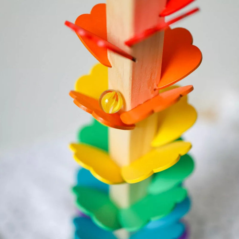 Jucarie Pagoda din lemn circuit Marble Run Rainbow