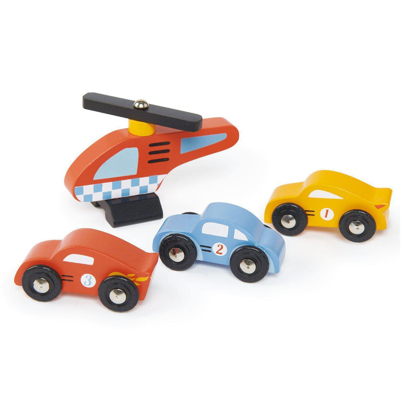 Parcare masini din lemn Blue Bird Service Station - Tender Leaf Toys