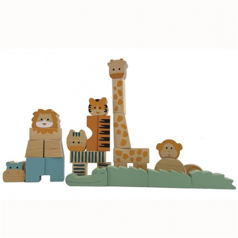 Animalele Junglei Din Cuburi De Lemn Natur, Egmont Toys