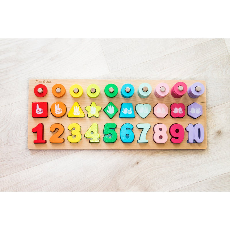 Joc de lemn - invata sa numeri - Max and Lea Playboard - articol Montessori