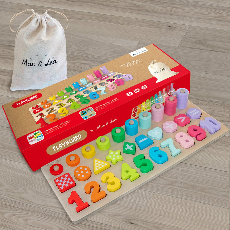 Joc de lemn - invata sa numeri - Max and Lea Playboard - articol Montessori