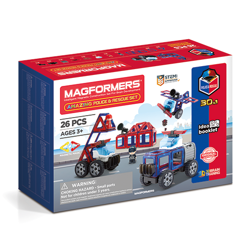 Set magnetic de construit- Magformers, masini de interventie - 26 piese - www.copilarestiromania.com