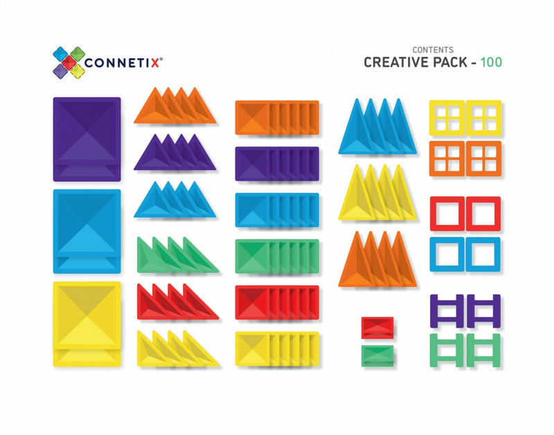 Set Magnetic Connetix - set creativ - 100 piese - Connetix Magnetic Tiles -set de constructie magnetic