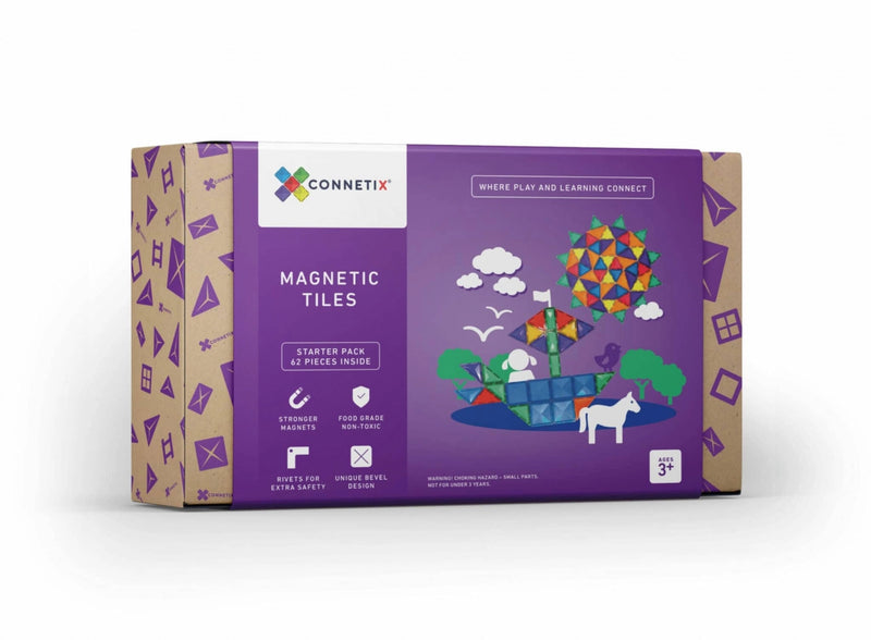 Set Magnetic Connetix - set de baza - 62 piese - Connetix Magnetic Tiles -set de constructie magnetic