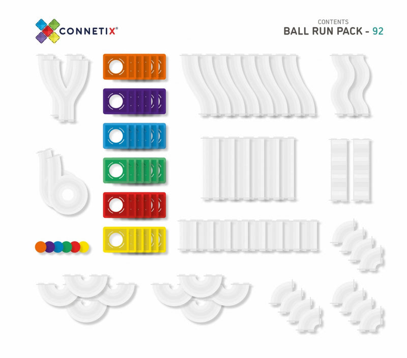 Set Magnetic Connetix - Marble Run - Traseu cu bile - 92 piese culori - Connetix Ball Run