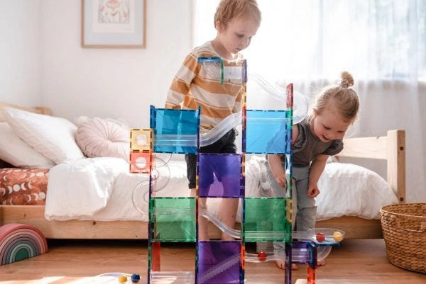 Set Magnetic Connetix - Marble Run - Traseu cu bile - 92 piese culori - Connetix Ball Run