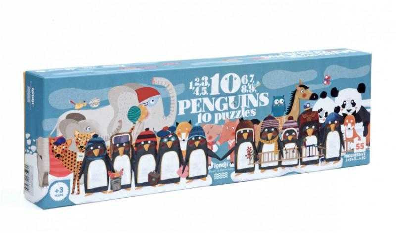 Puzzle Progresiv 1,2,3..10 Pinguini Londji