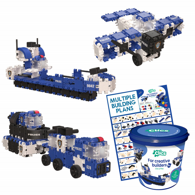 Set Clics De Construit Vehicule De Politie 8 In 1