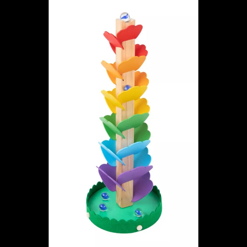 Jucarie Pagoda din lemn circuit Marble Run Rainbow